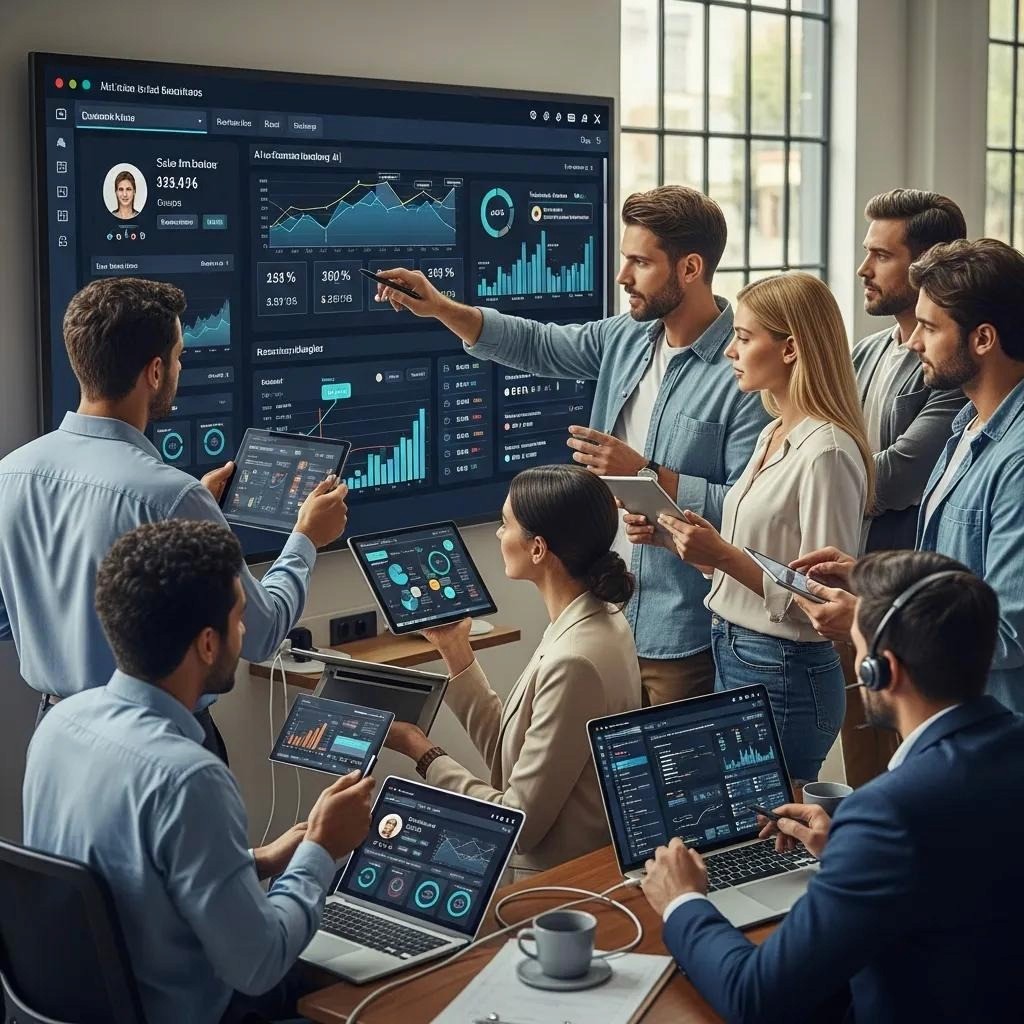 Sales team utilizing AI tools to enhance workflow and efficiency