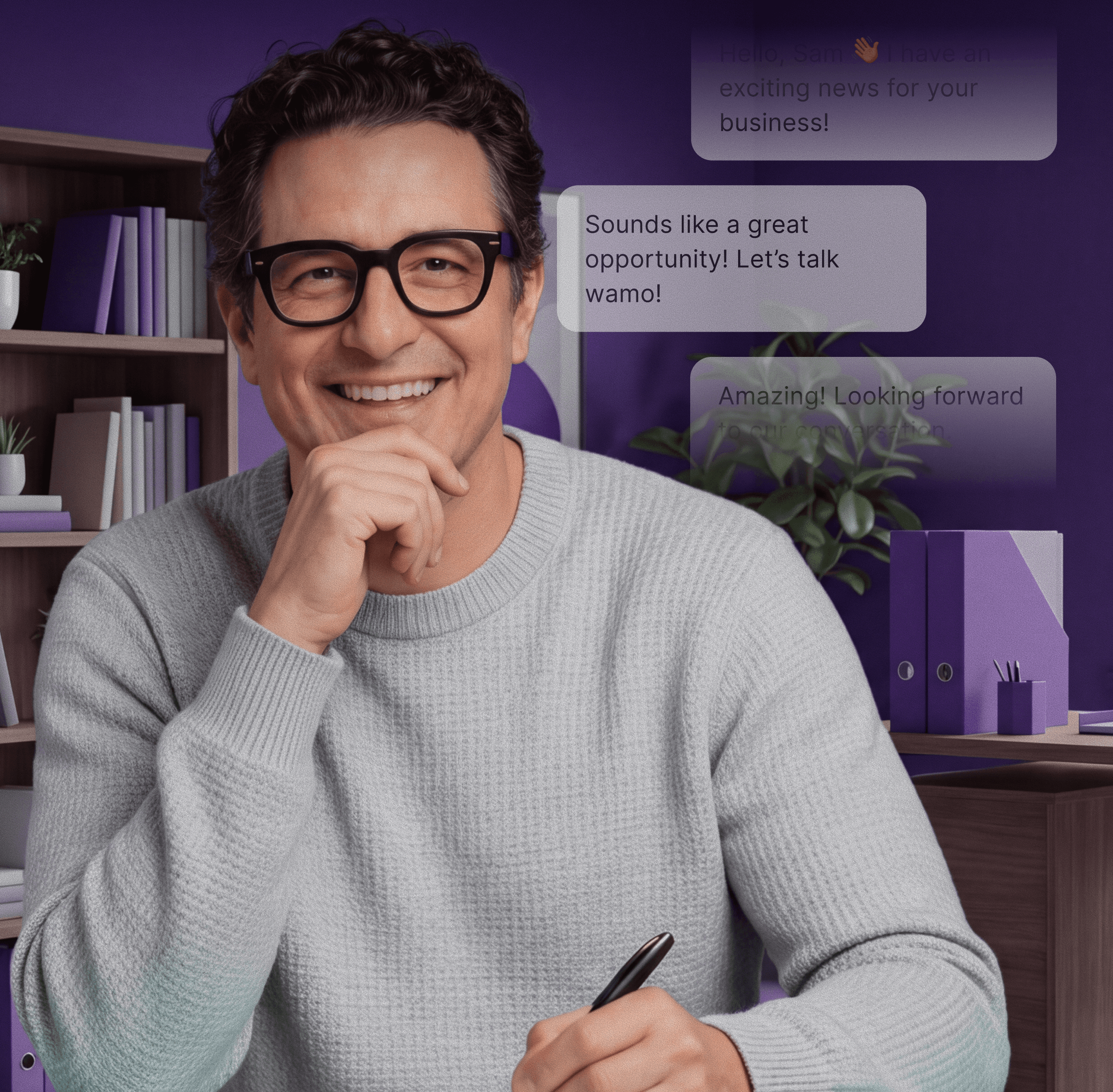 Woman holding a smartphone looking through the glass 