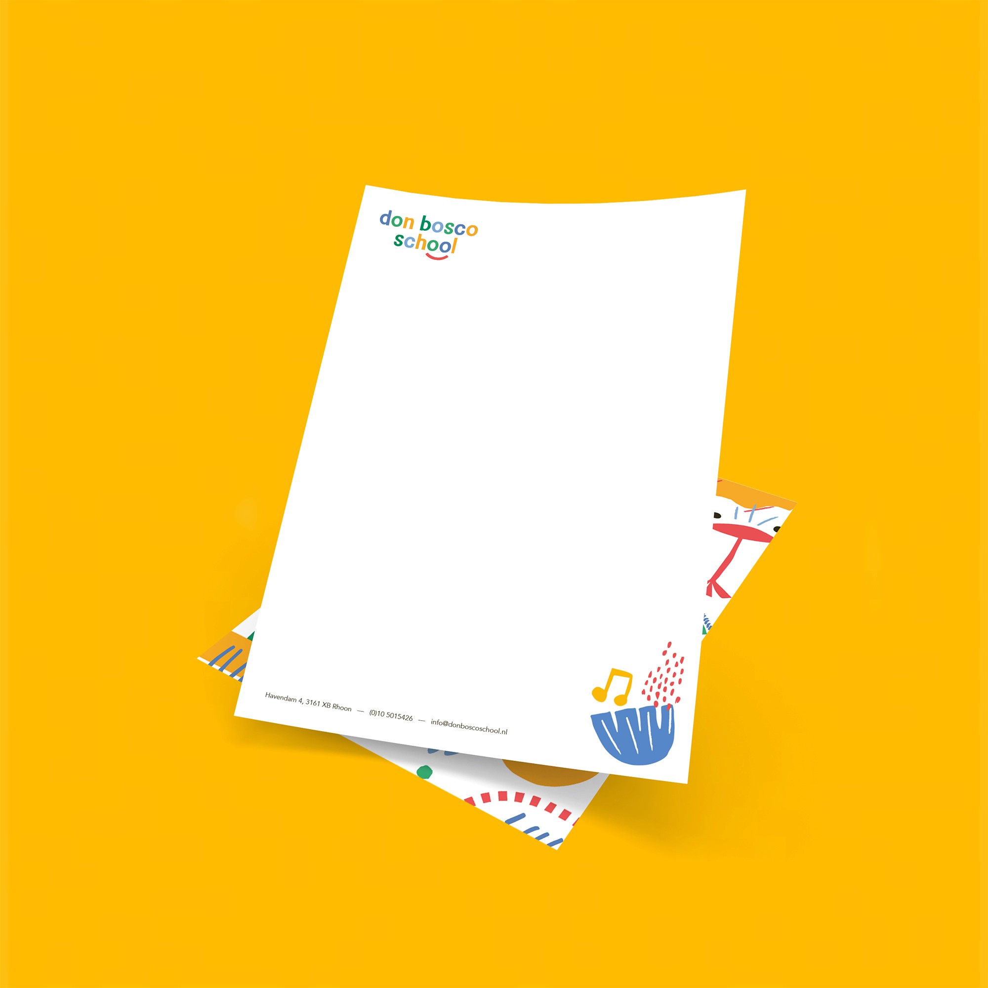Grafisch ontwerp Don Bosco School briefpapier
