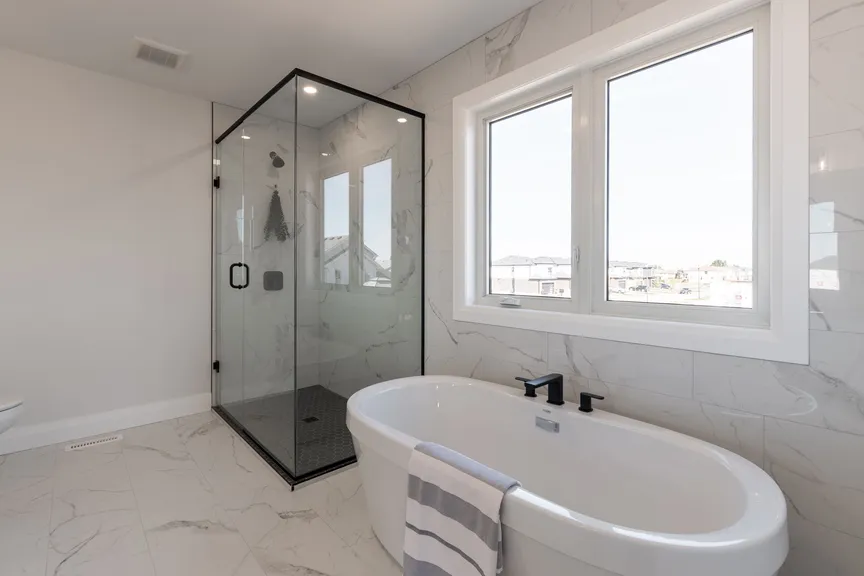 coppertree custom homes manorwood master bathroom shower and tub