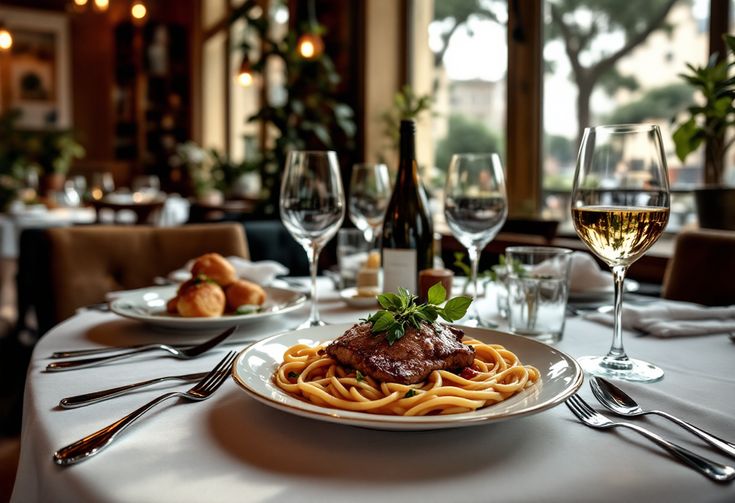 Fine dining dish on a white table setting at Dhoom Toronto, capturing the precision and plated control that begins inside the Dhoom kitchen.