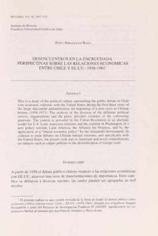 Desencuentros en la encrucijada. Perspectivas sobre las relaciones económicas entre Chile y EE.UU., 1958-1961
