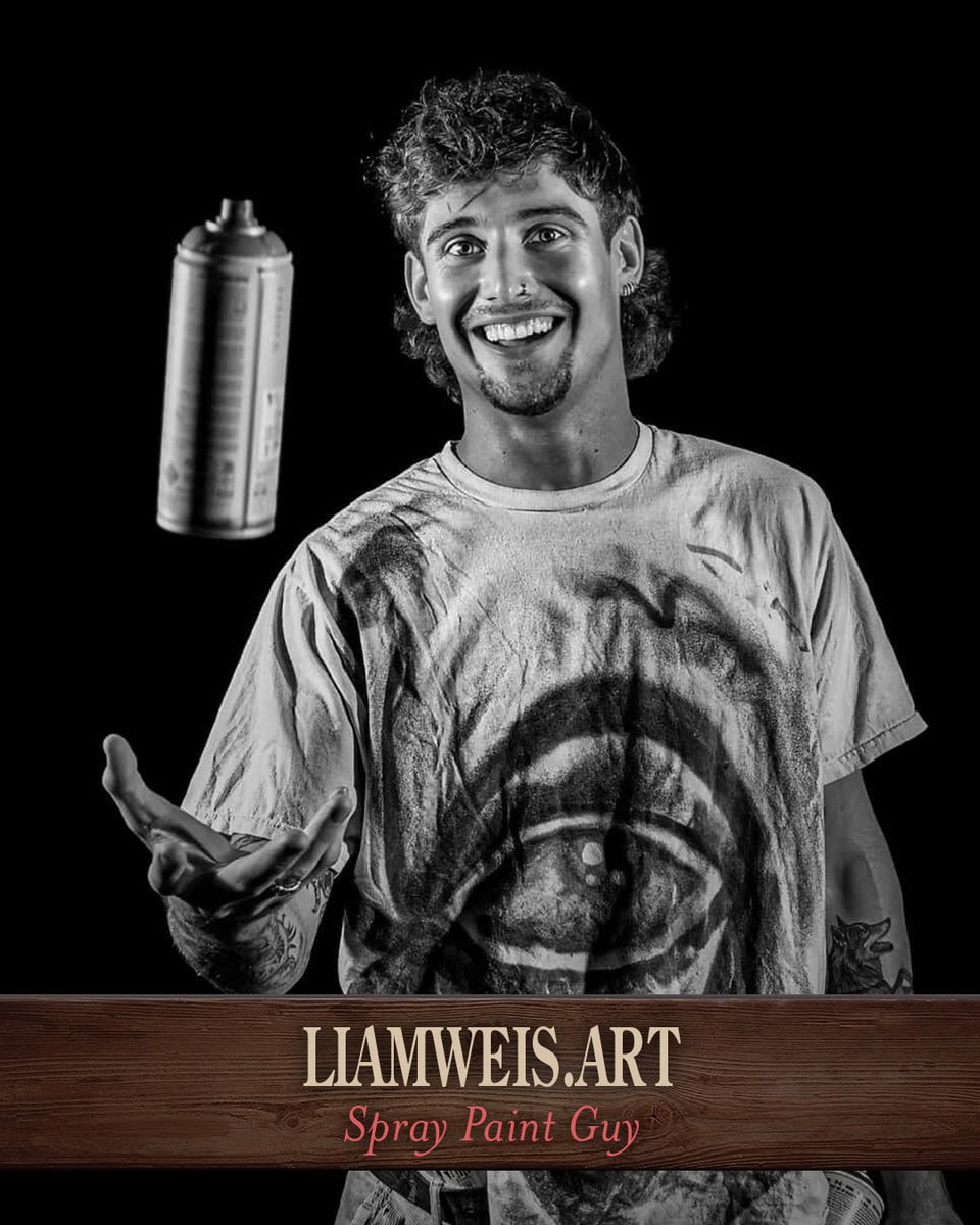 Liam Weis the spray paint guy headshot in black and white