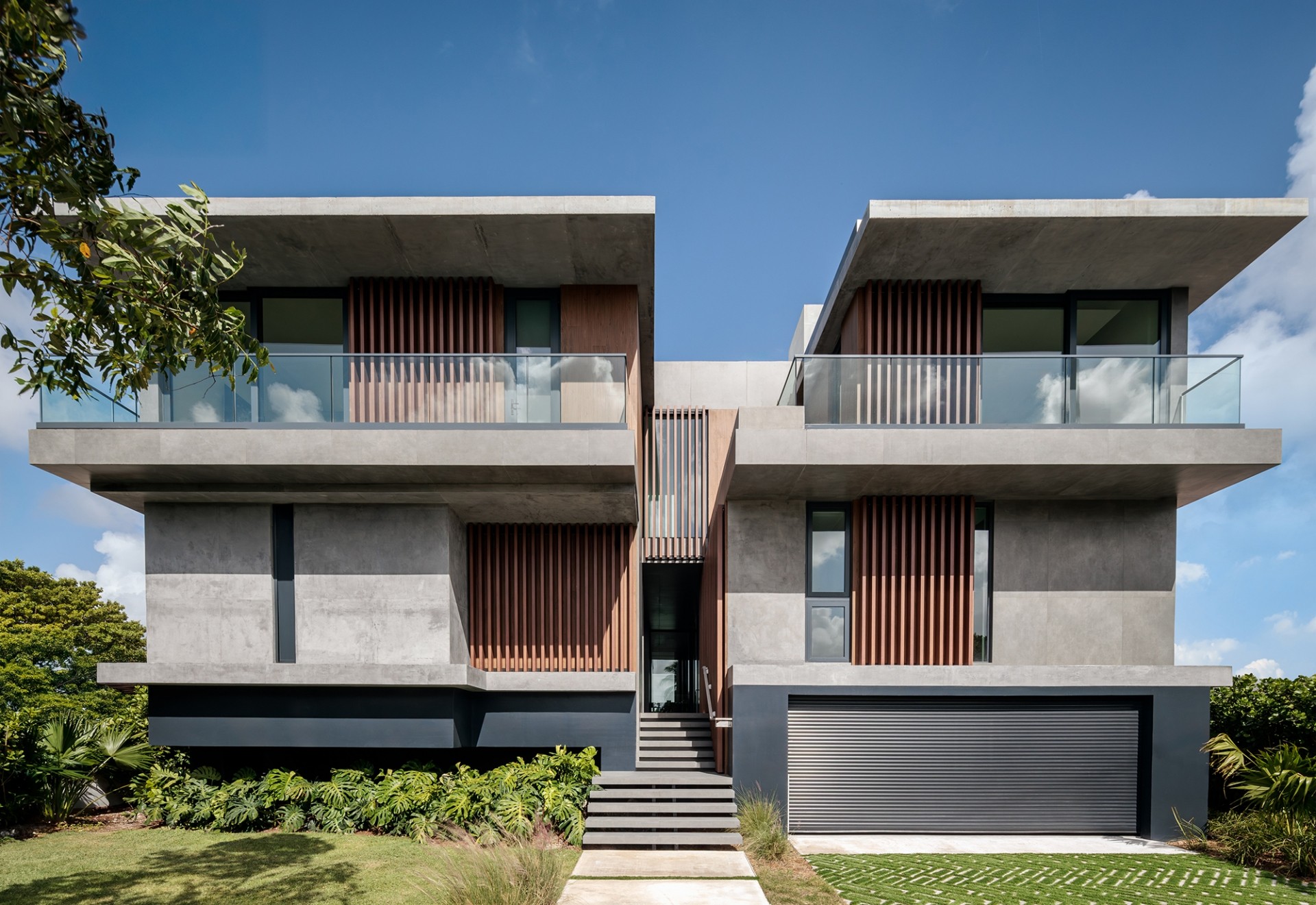 single-family residential structure with balconies