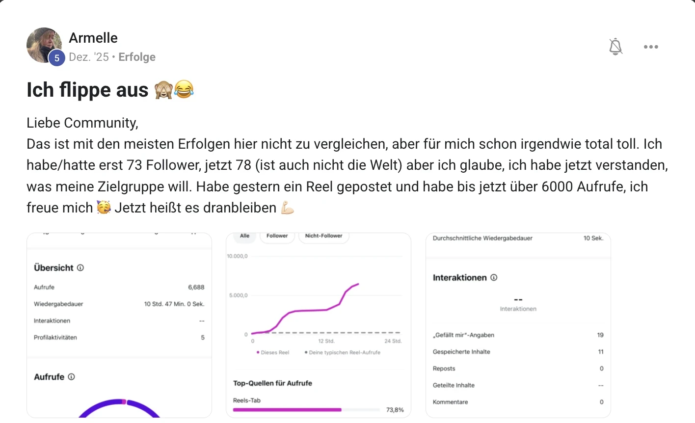 Mitglied der KI Creator Akademie: Armelle versteht ihre Zielgruppe und erzielt über 6.000 Aufrufe