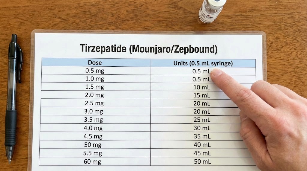 Tirzepatide dosage chart in units