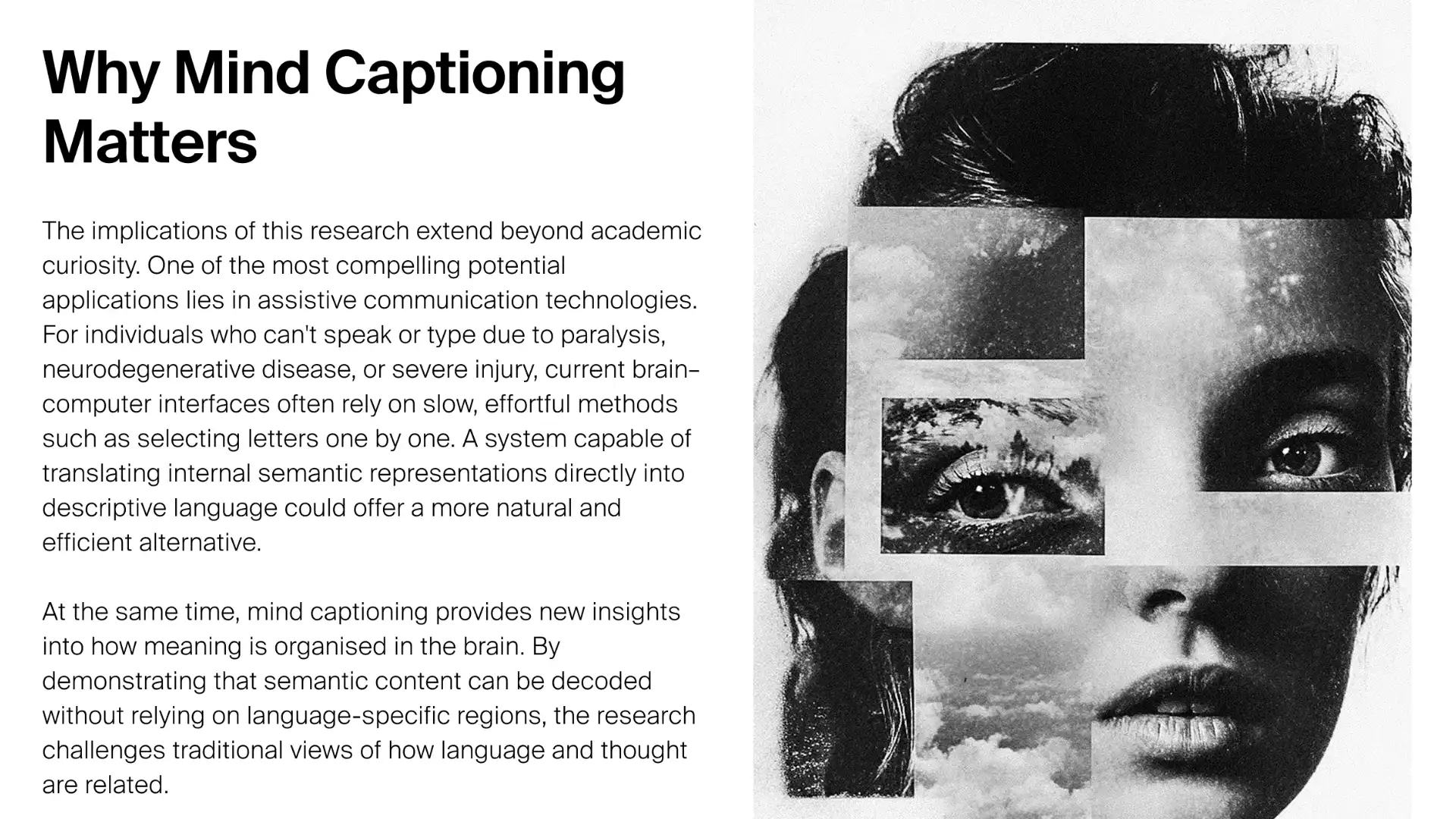 From Brain
Signals to
Complete
Sentences:
Captioning the Contents of
the Mind