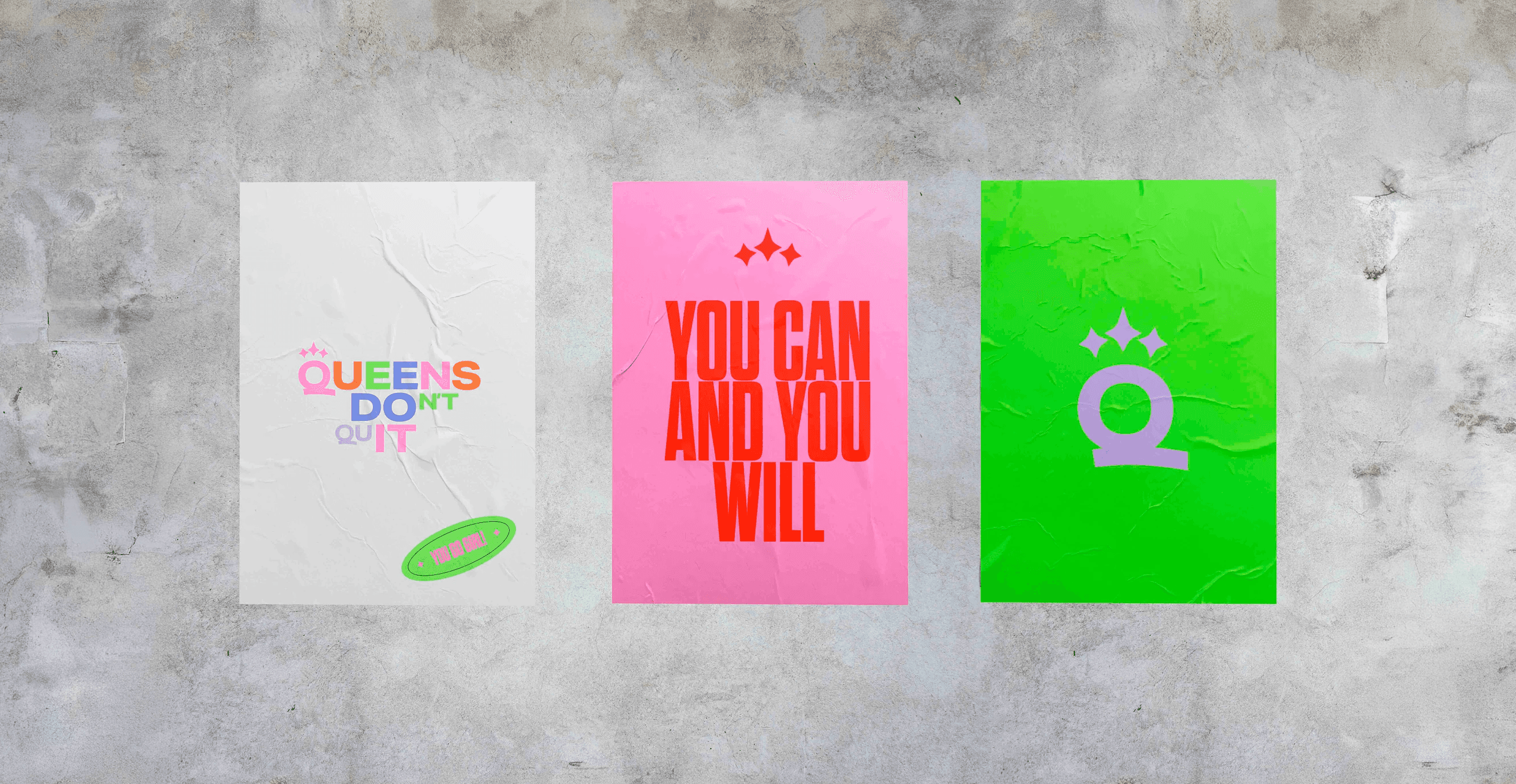 Queens Don't Quit women's fitness community branding and app identity
