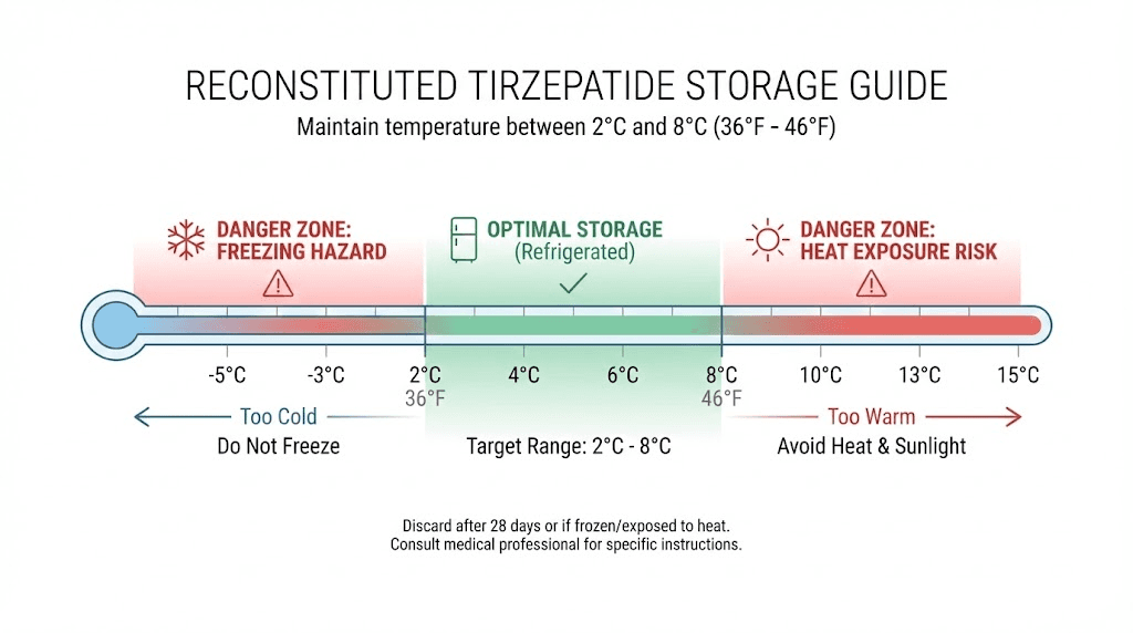 Tirzepatide storage temperature guide after reconstitution
