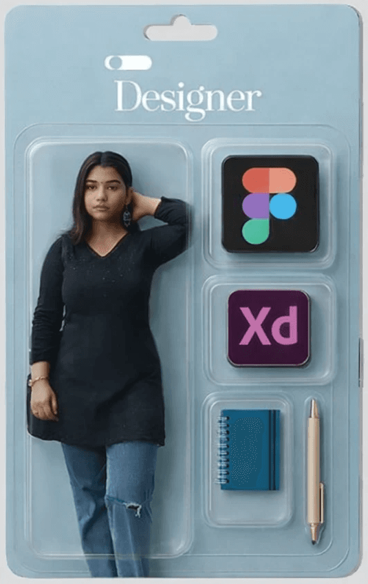 Portrait of portfolio creator – back view