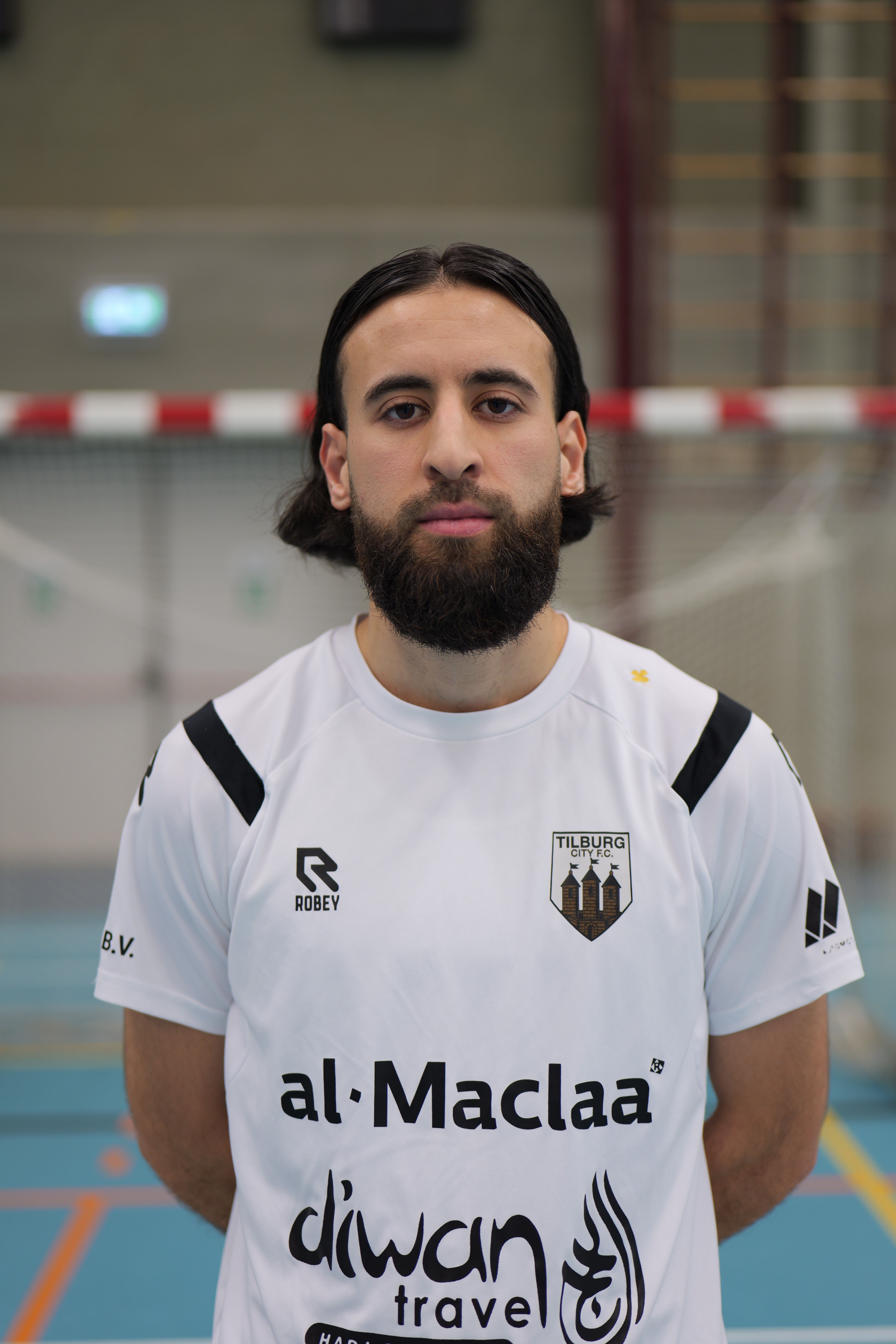 Player standing for camera.