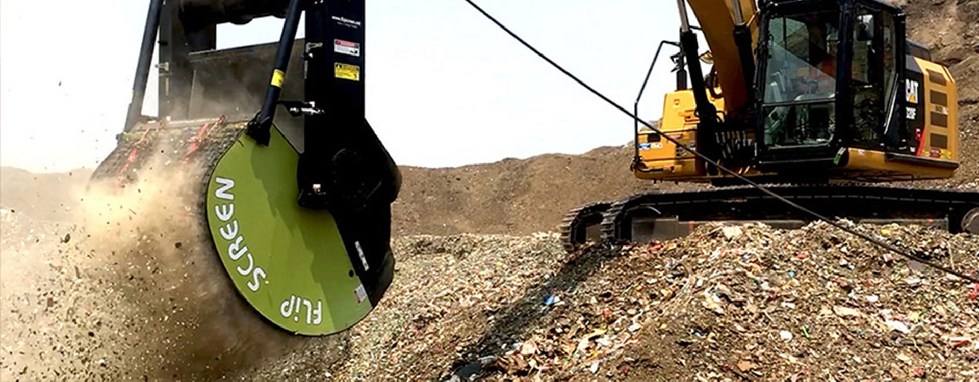 FlipScreen Attachment on and Excavator
