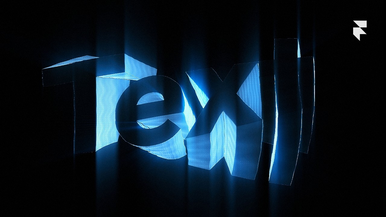 Futuristic glowing 3D text with a blue neon effect