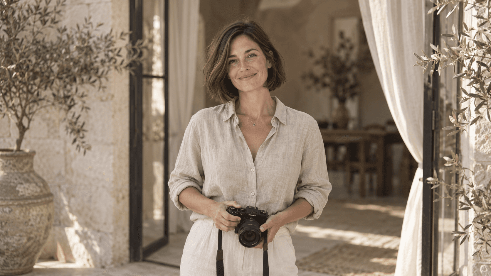 Clara, die Fotografin, mit ihrer Kamera.