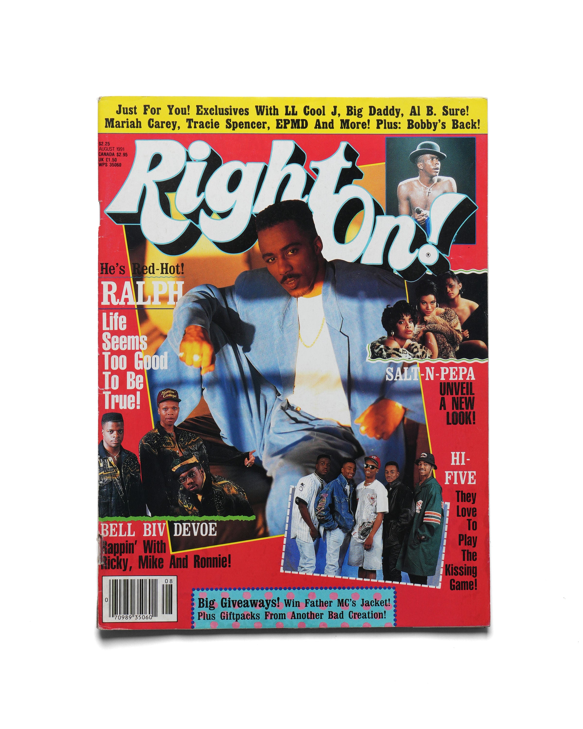Right On - August 1991 - Front Cover