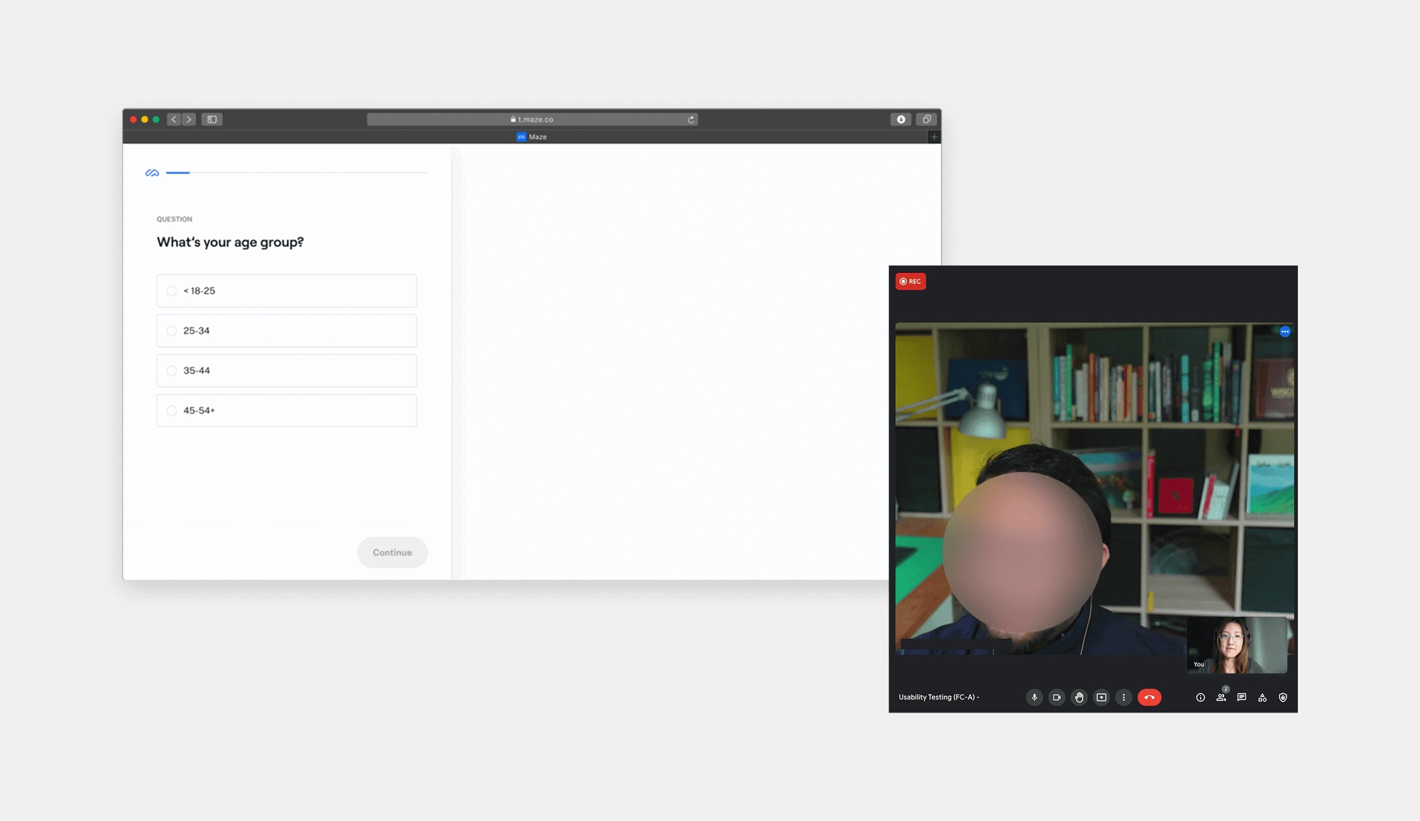 User testing screens