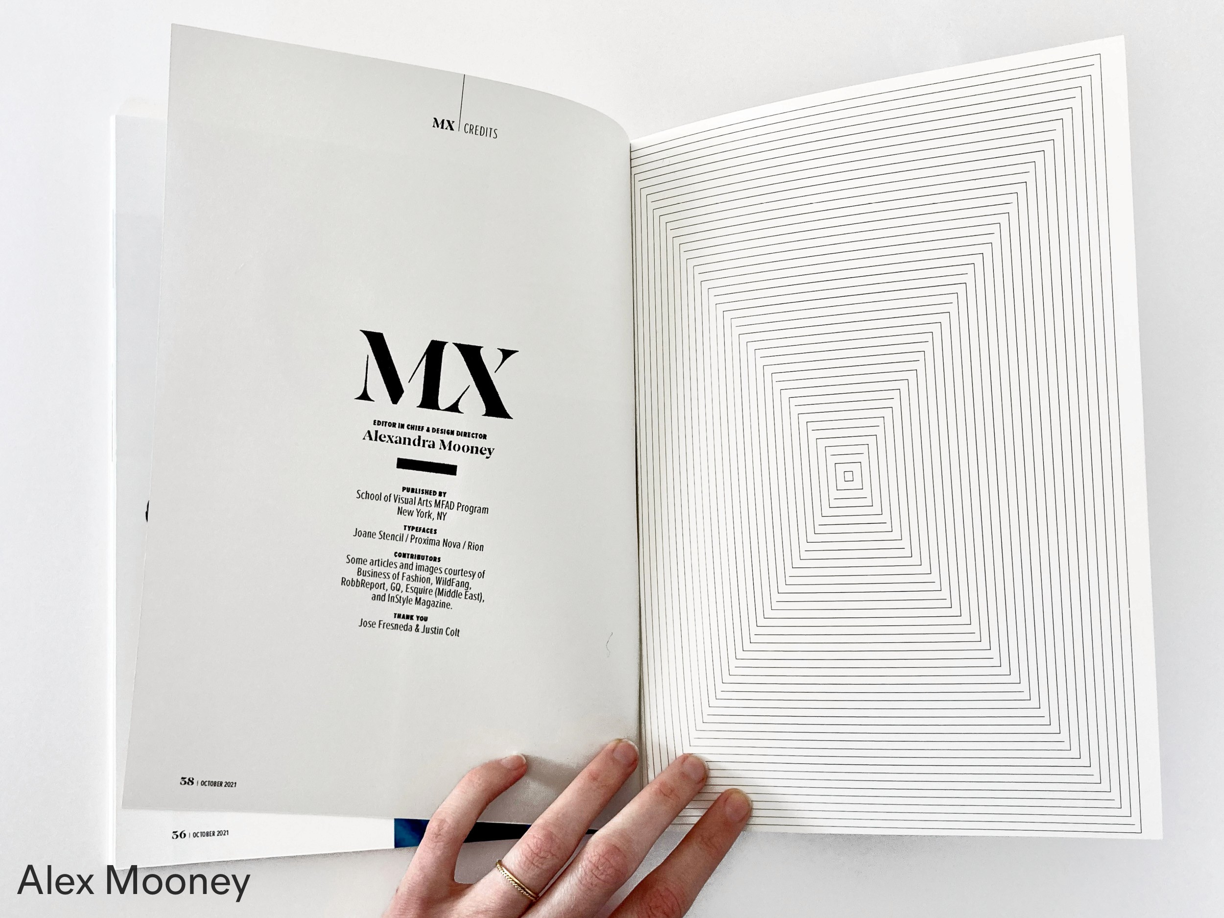 Spread of a magazine by Alexandra Mooney