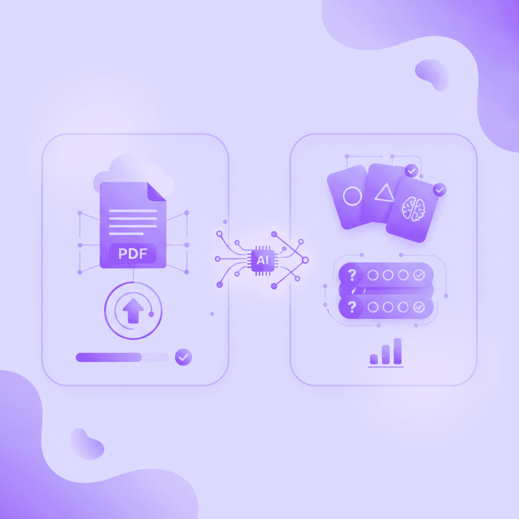 Penseum AI converting lecture notes into flashcards and quizzes automatically