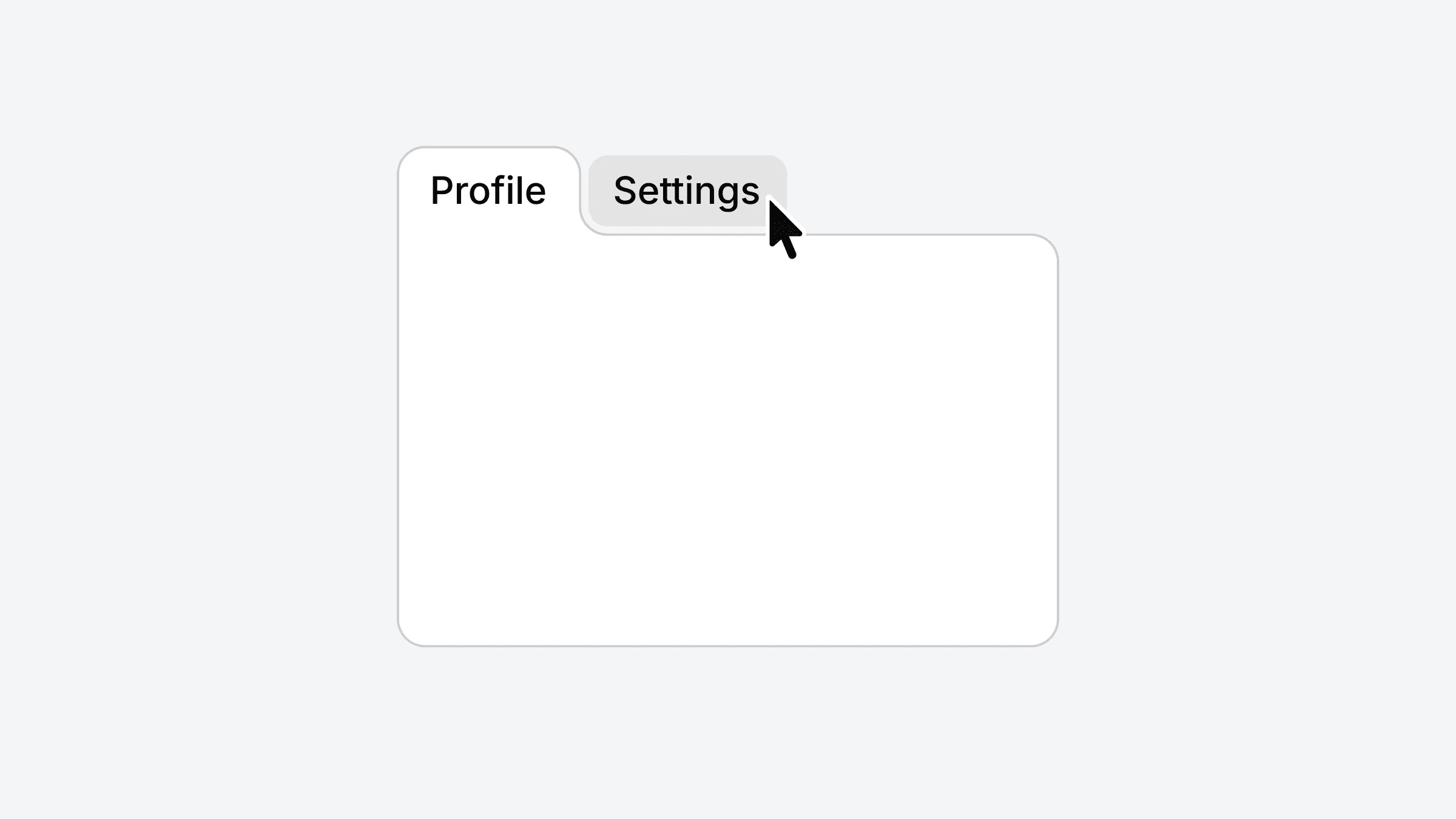 Tab navigation UI: Settings tab active