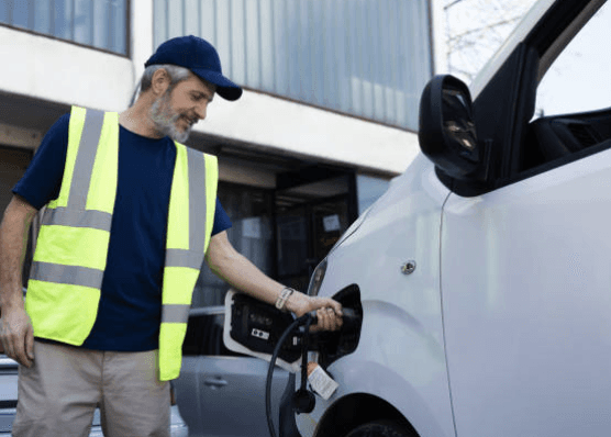Image of technician doing field service for an electric vehicle
