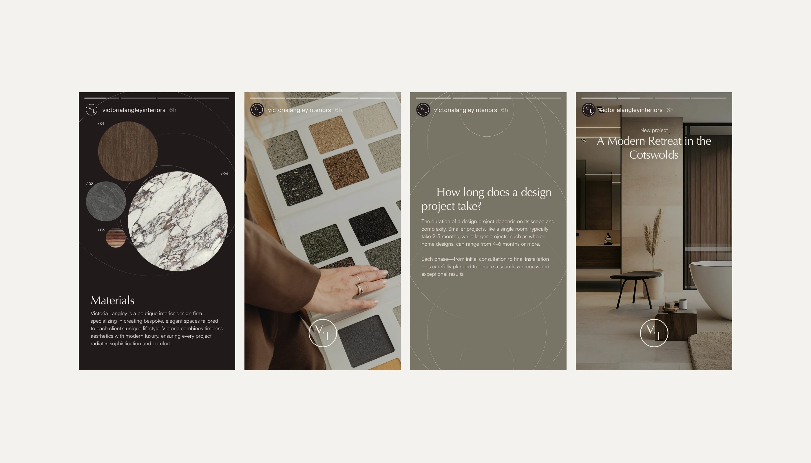 Custom Instagram stories templates for an interior designer