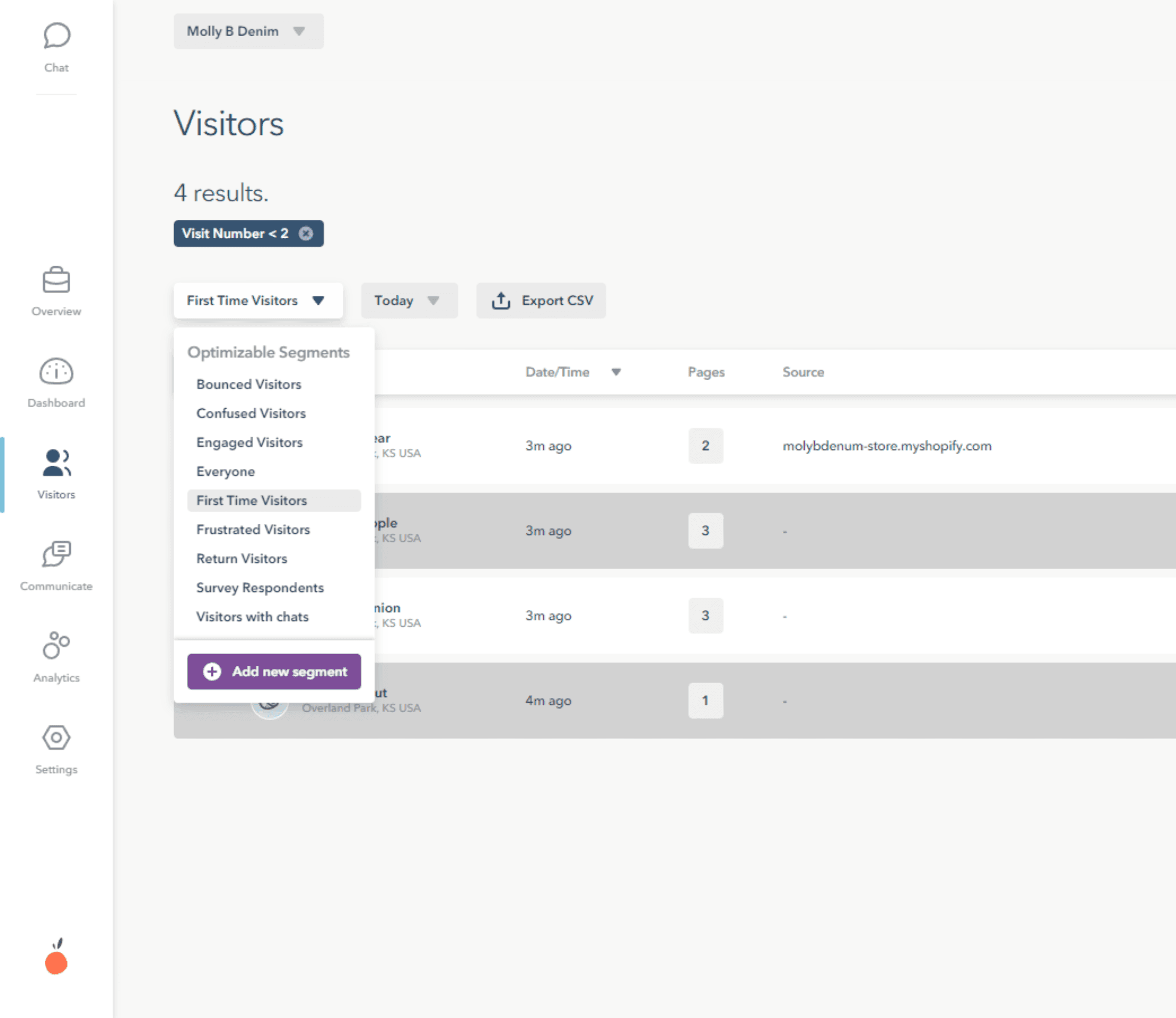 precise visitor segmentation inside lucky orange