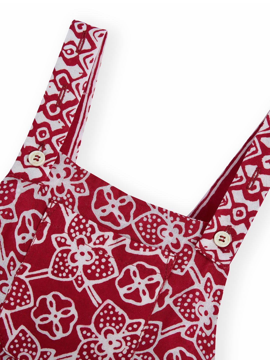 Photo of products from Yeomama® Batik, Little Baby Romper (Peranakan Petals - Red), shot against a white background by JU Productions