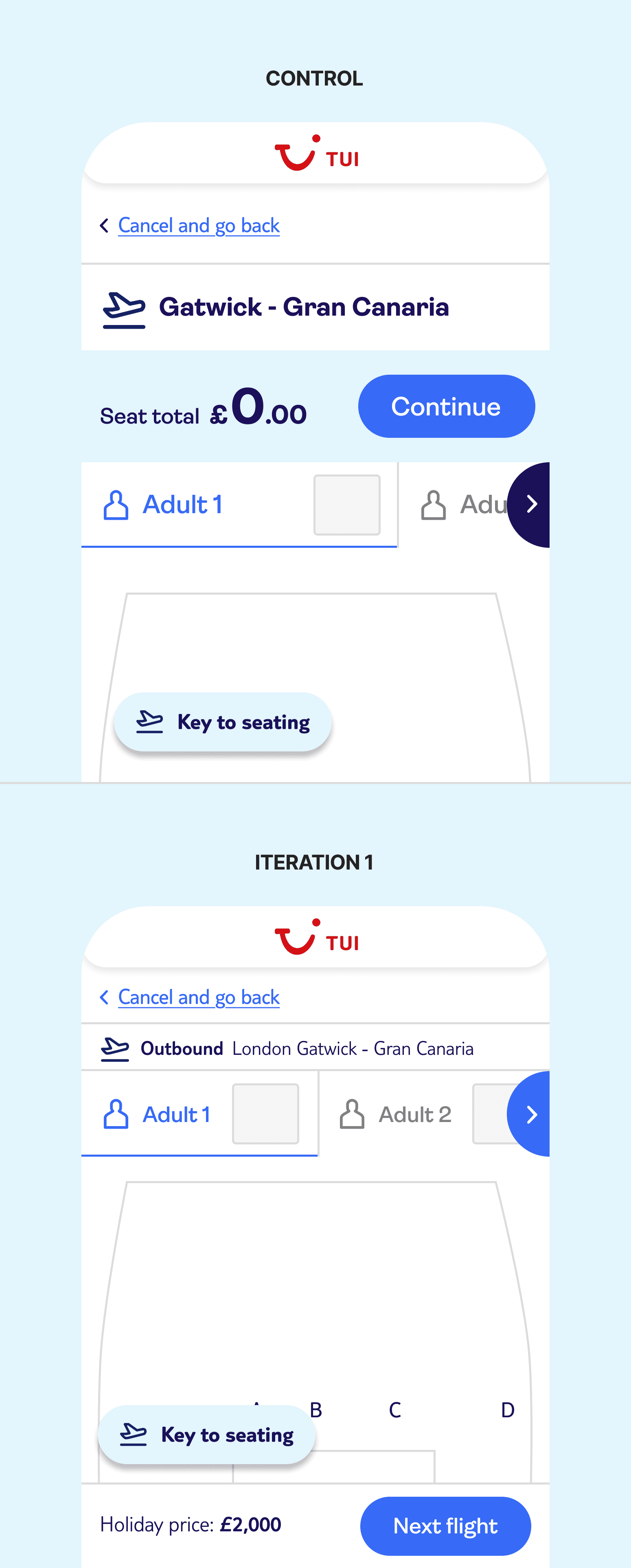 Comparison between original and new design for iteration 1. 