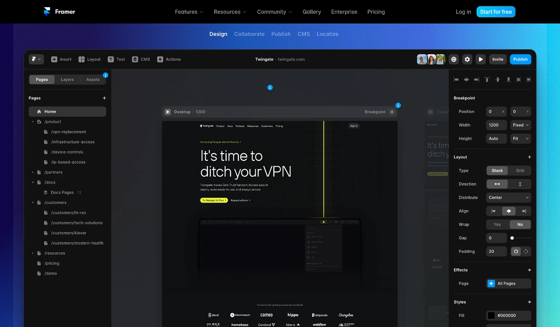 Espèce de travail sur Framer.