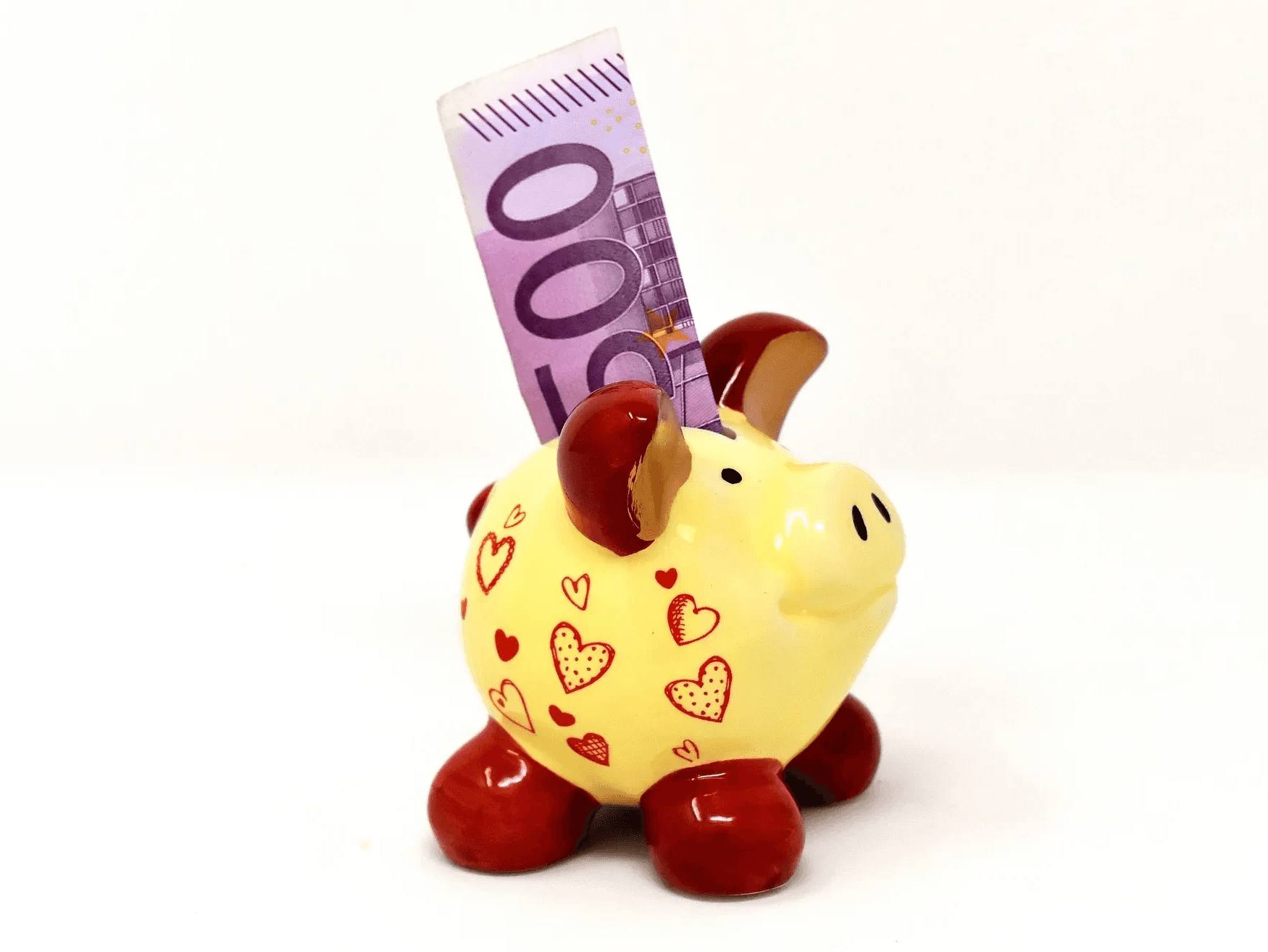 Spaarvarken met een eurobiljet