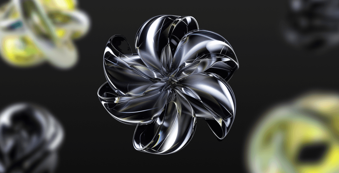 Abstract metallic 3D shape created with Midjourney AI