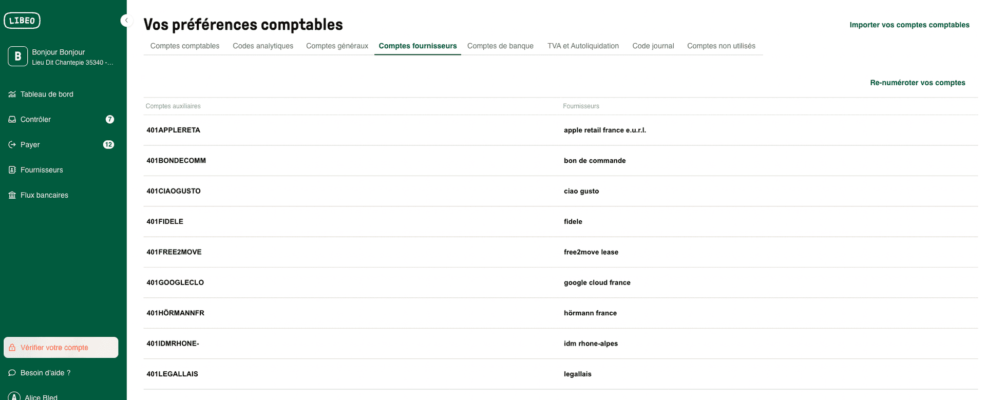 Automatisation des comptes fournisseurs