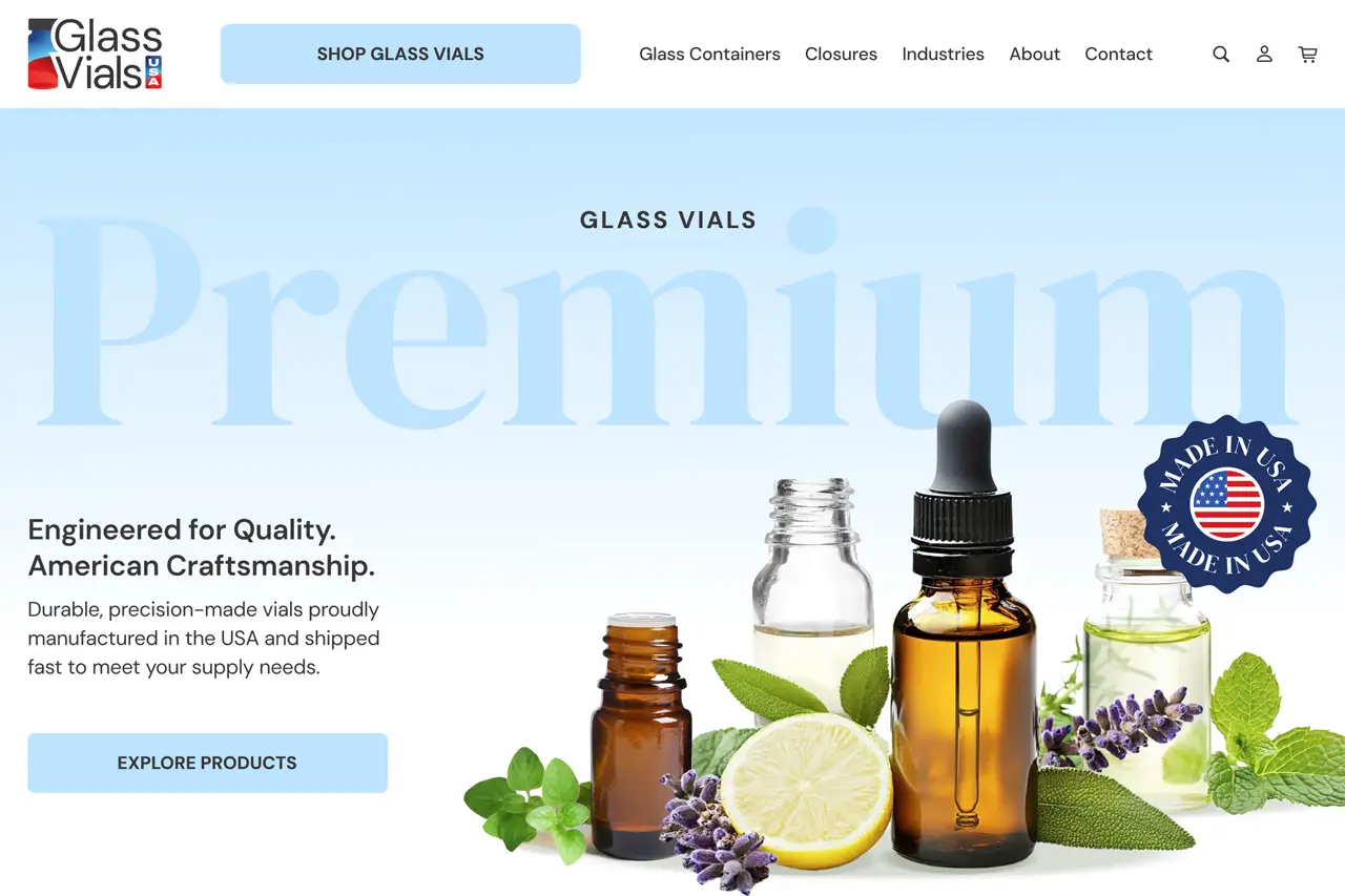 Glass Vials USA Branding