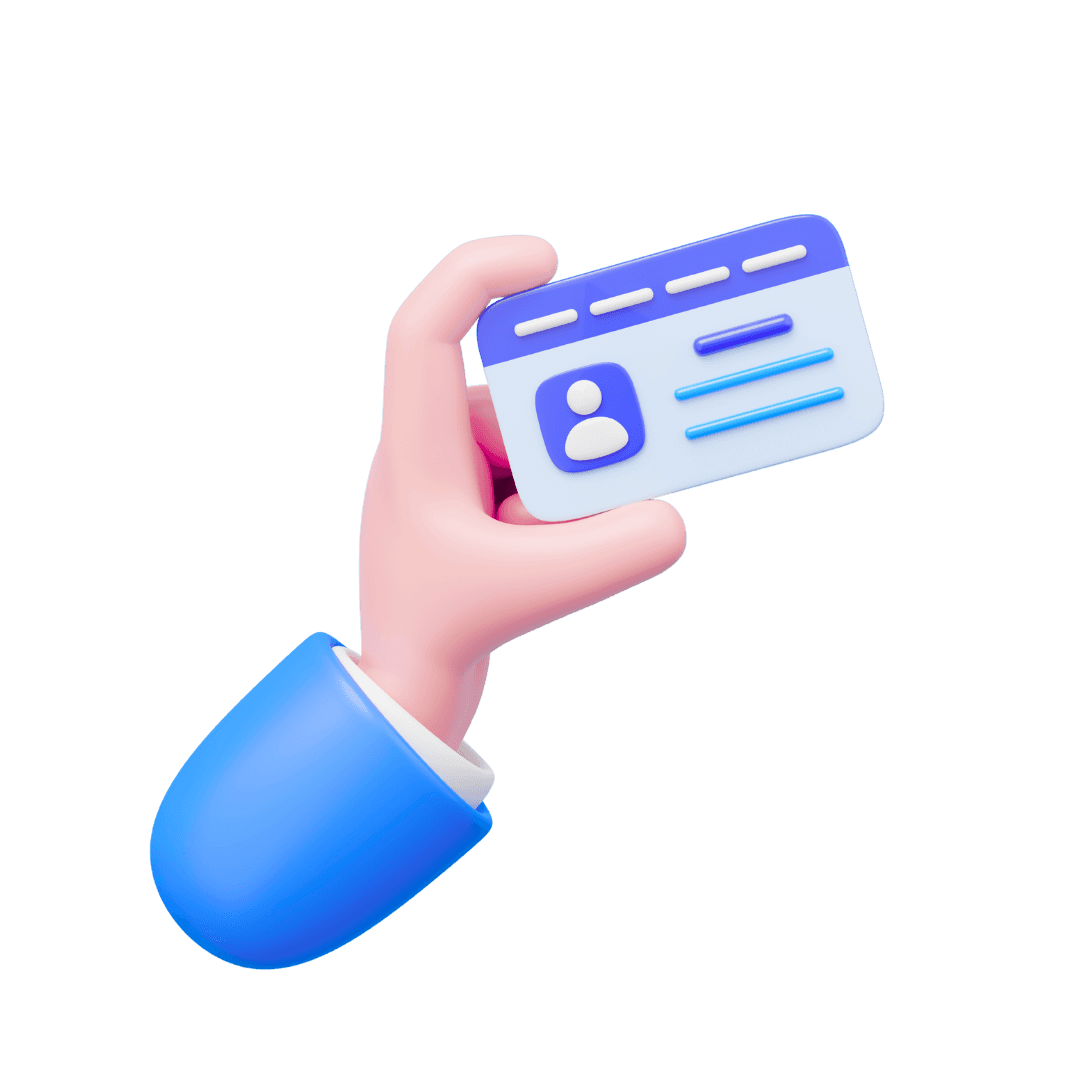 Main en 3D tentant une carte d'identité