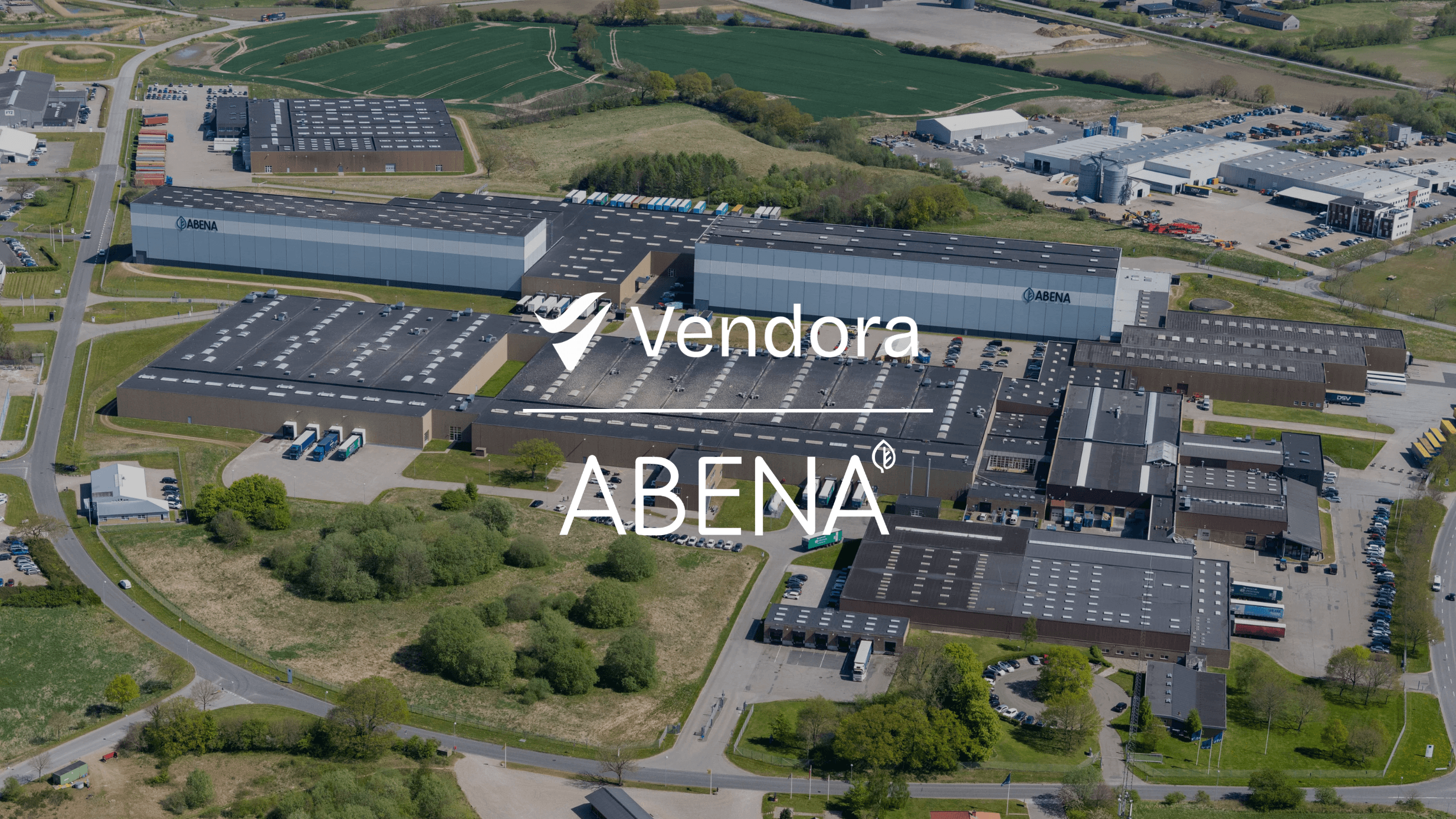 vendora x abena amazon agency case study logos with abena headquarters in background