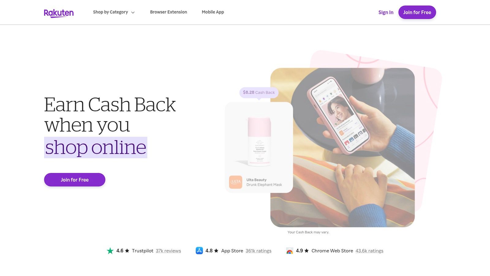 Rakuten cash back app for iPhone USA