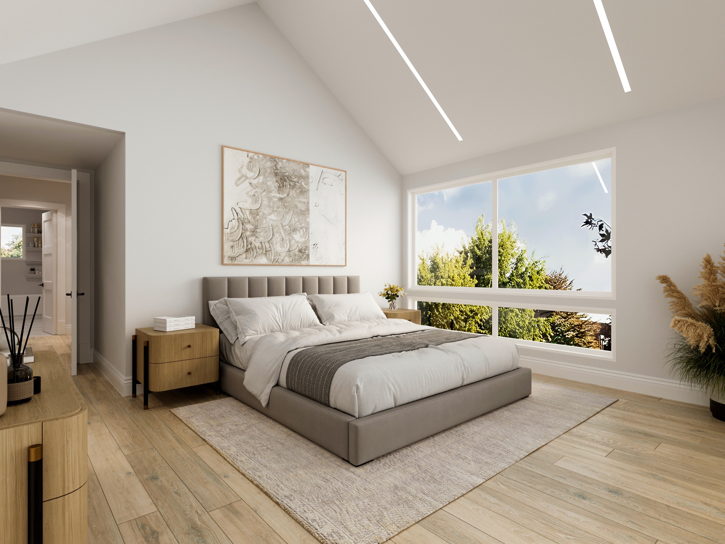 Winsor Townhomes primary bedroom with walk-in closet Bothell WA