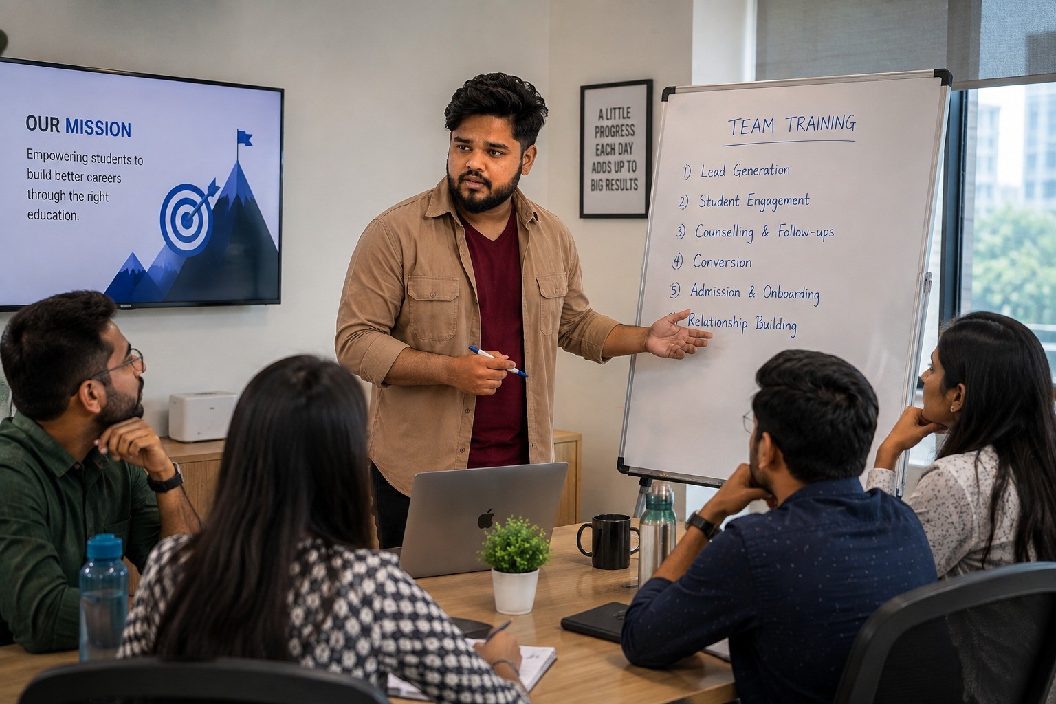 Sales professional leading a business development session