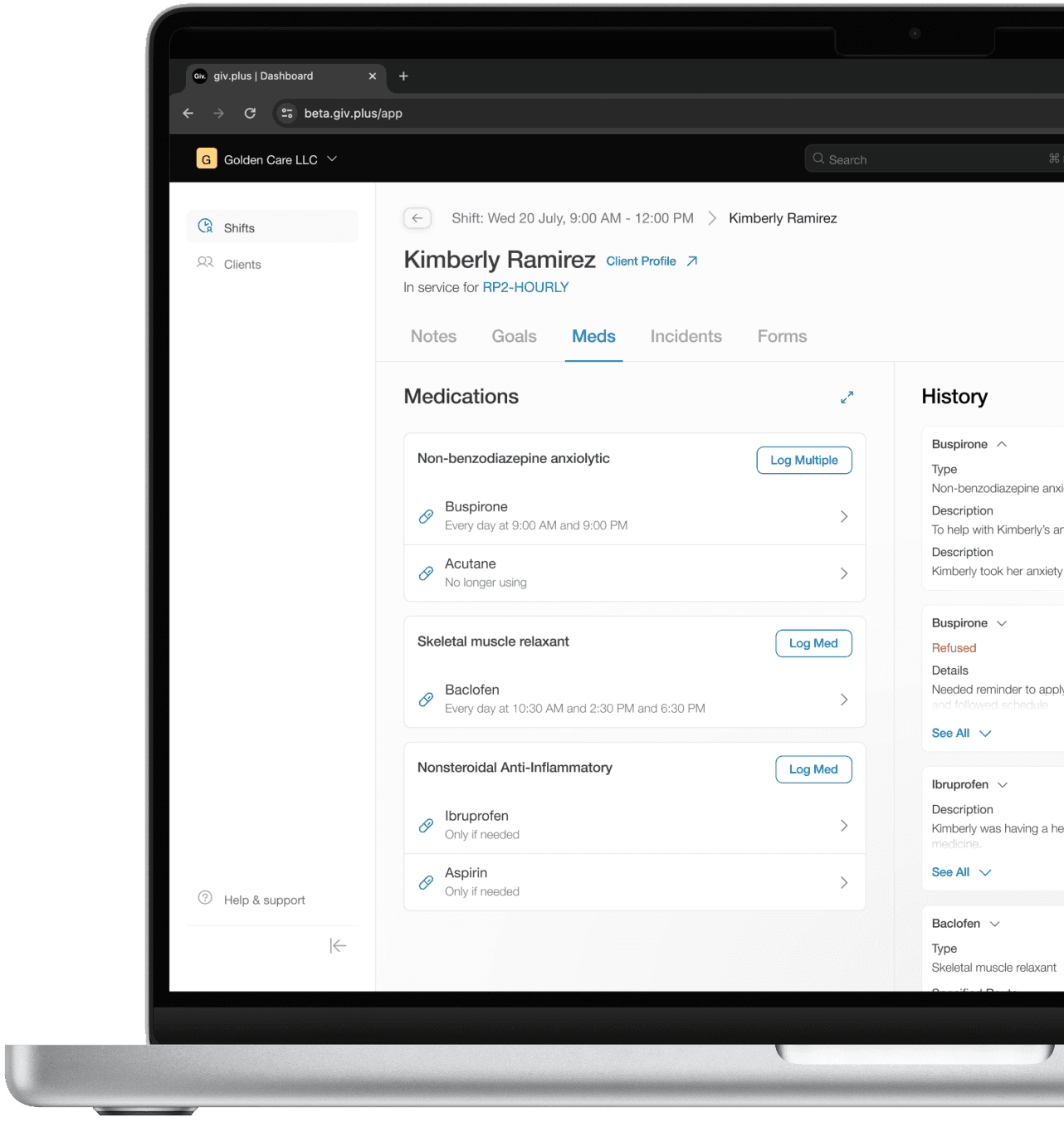 Skilled nursing client eMAR software.