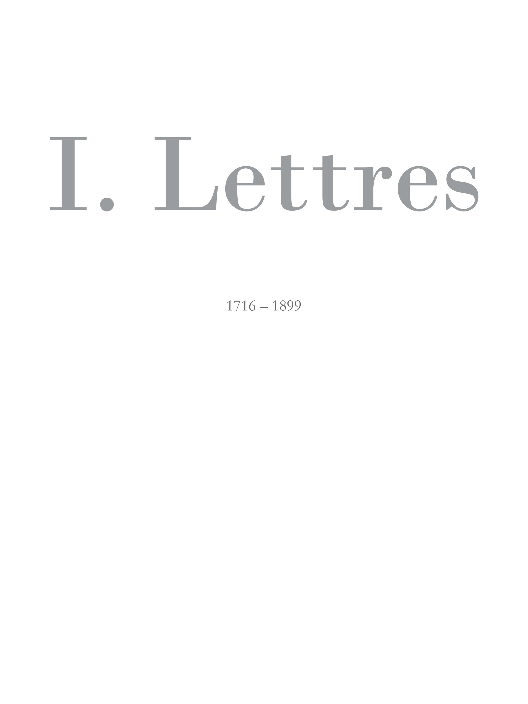 White cover of I. Lettres, 1716–1899