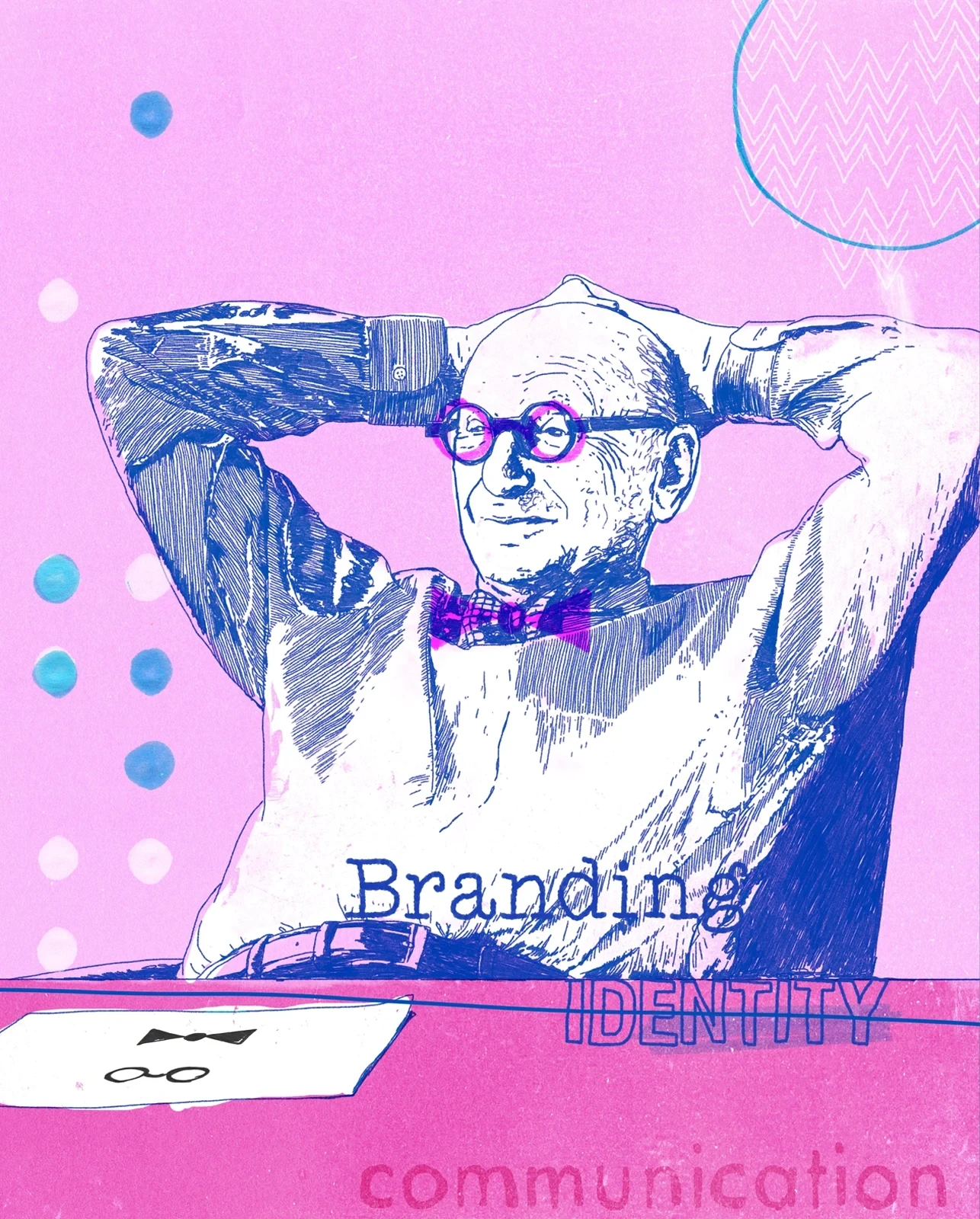 Illustrated portrait of Wally Olins