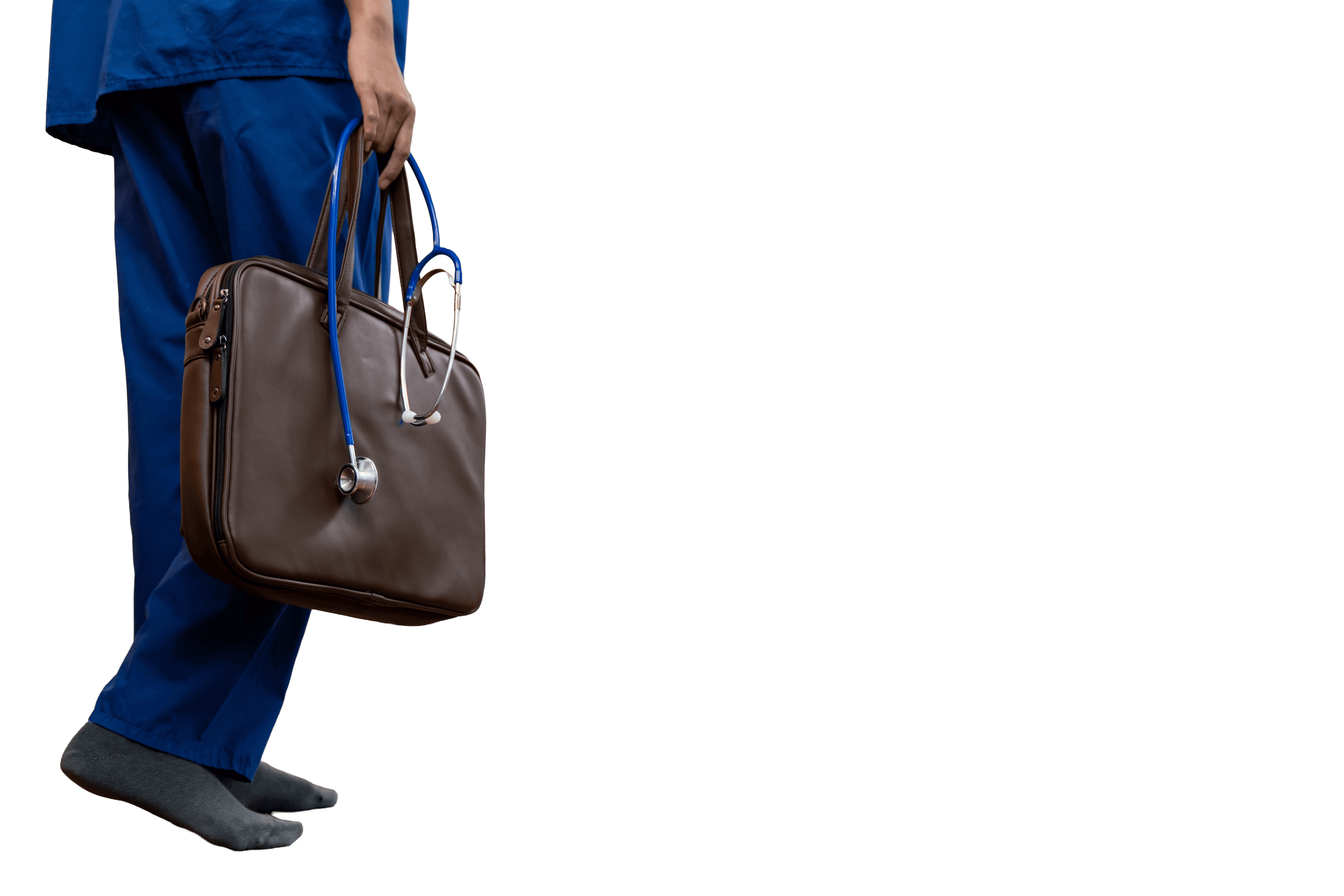 House call doctor arriving at elderly patient's home on Long Island, NY — in-home medical care for seniors