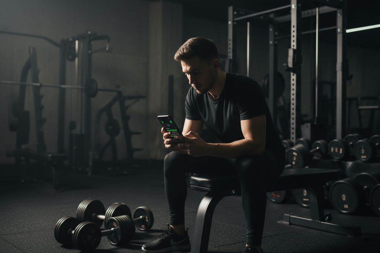 Person som sporer løfteøkter på en smartphone