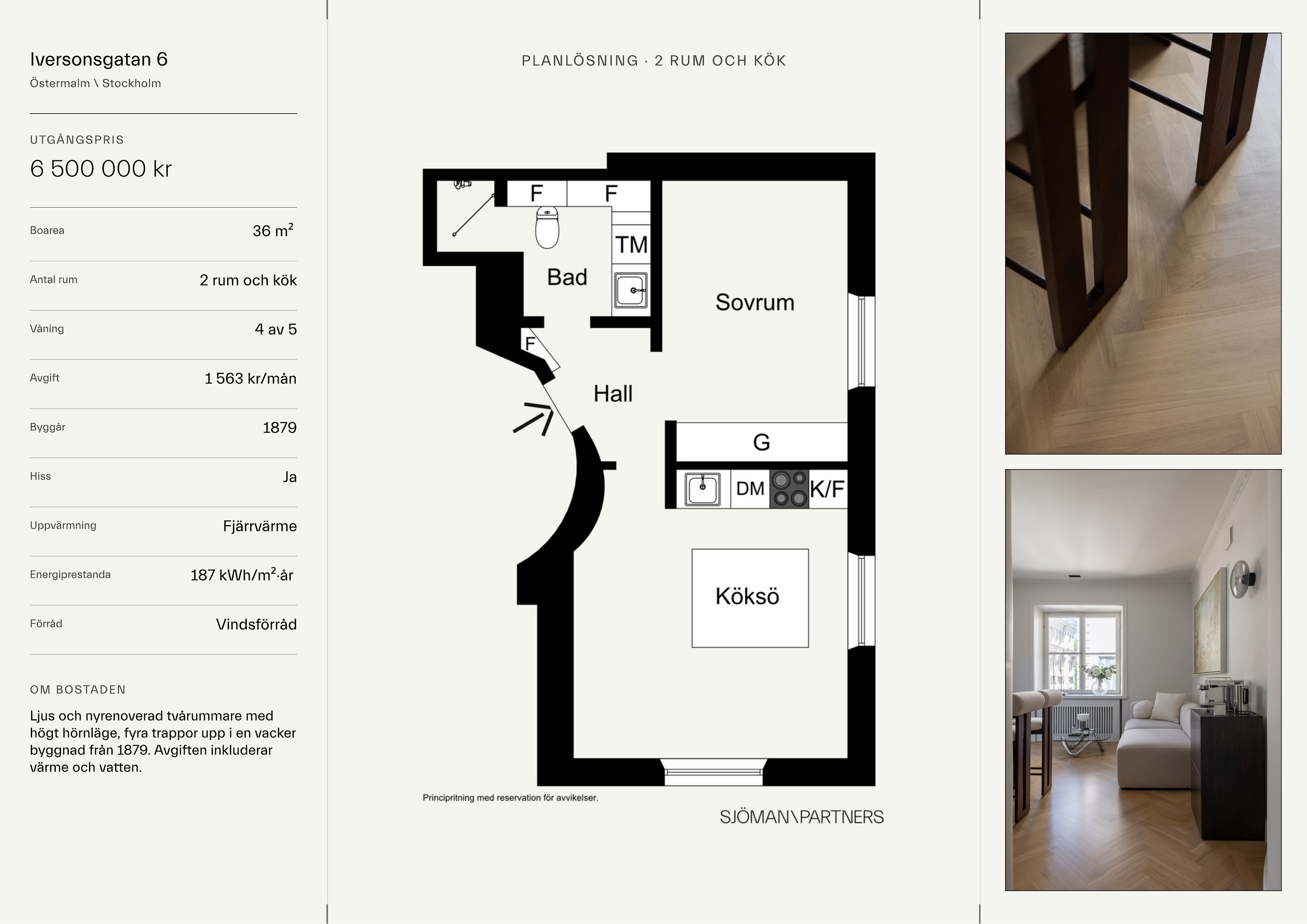 Unfolded interior artwork showing property details, floor plan and interior photographs