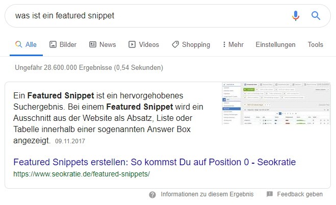 featured snippets