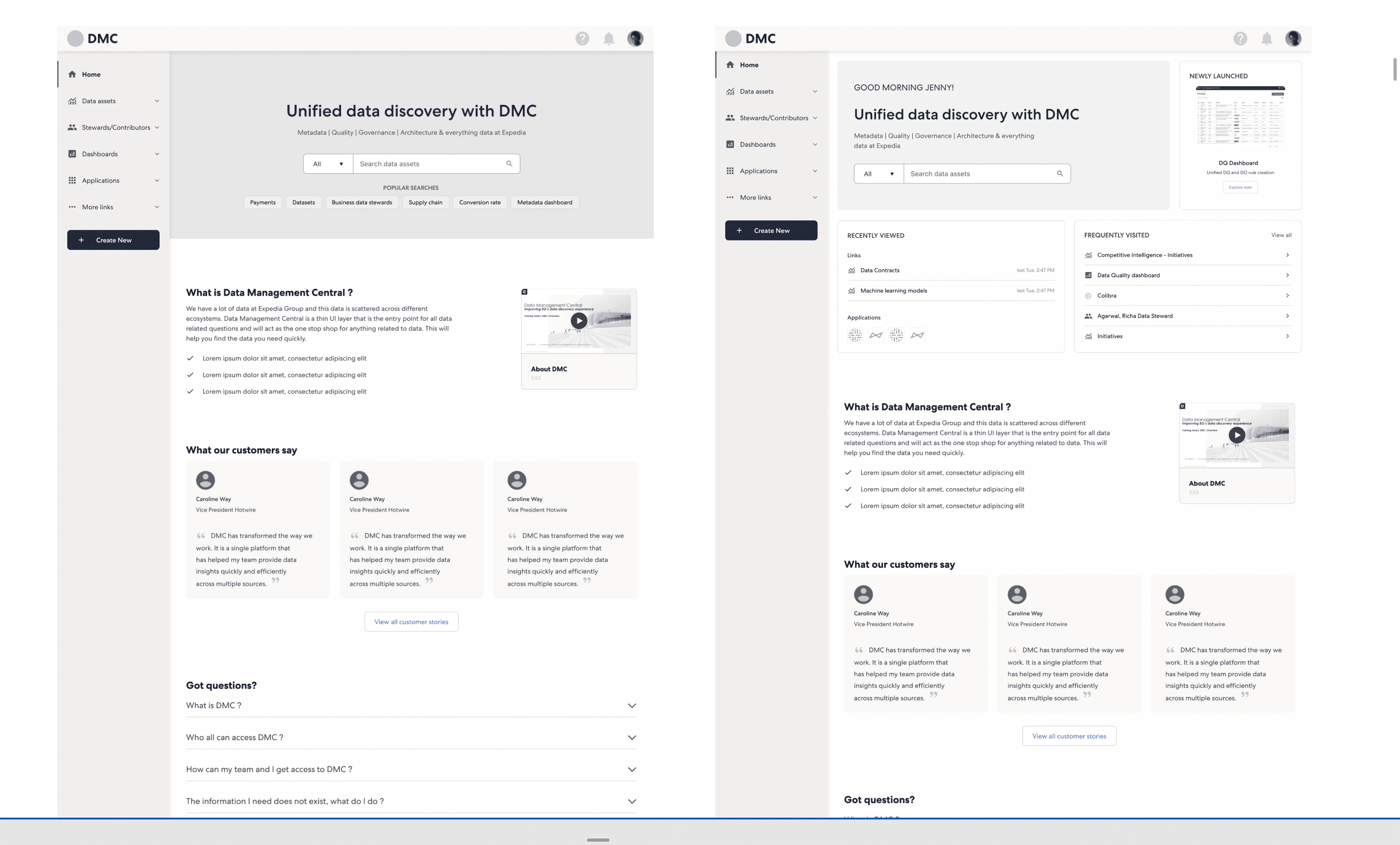 DMC wireframes