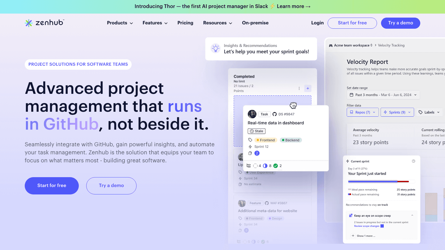 ZenHub website screenshot