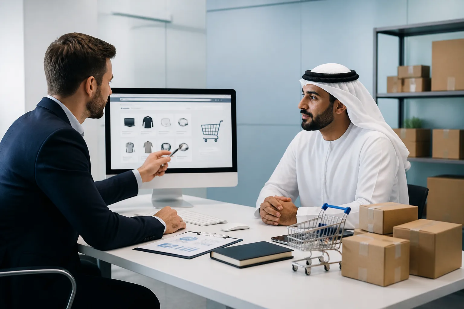 B2B E Commerce Company Setup in Dubai beside a Dubai trade license document and a