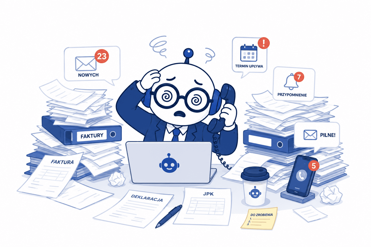 chaos bez onboardingu klienta w biurze rachunkowym ilustracja