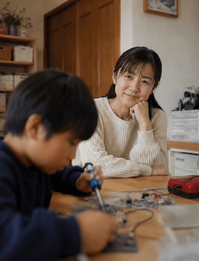 Child working on project